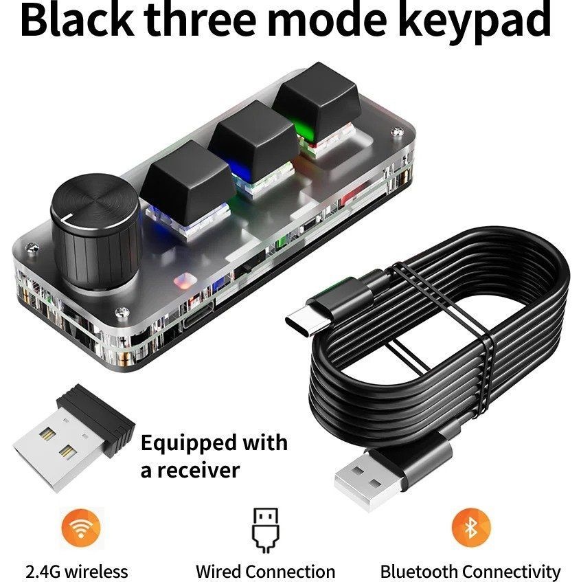 [해외] 블루투스 매크로 기계식 키보드 3키 RGB 맞춤 프로그래밍 핫스왑 레드 스위치 게이밍 포토샵 키패드