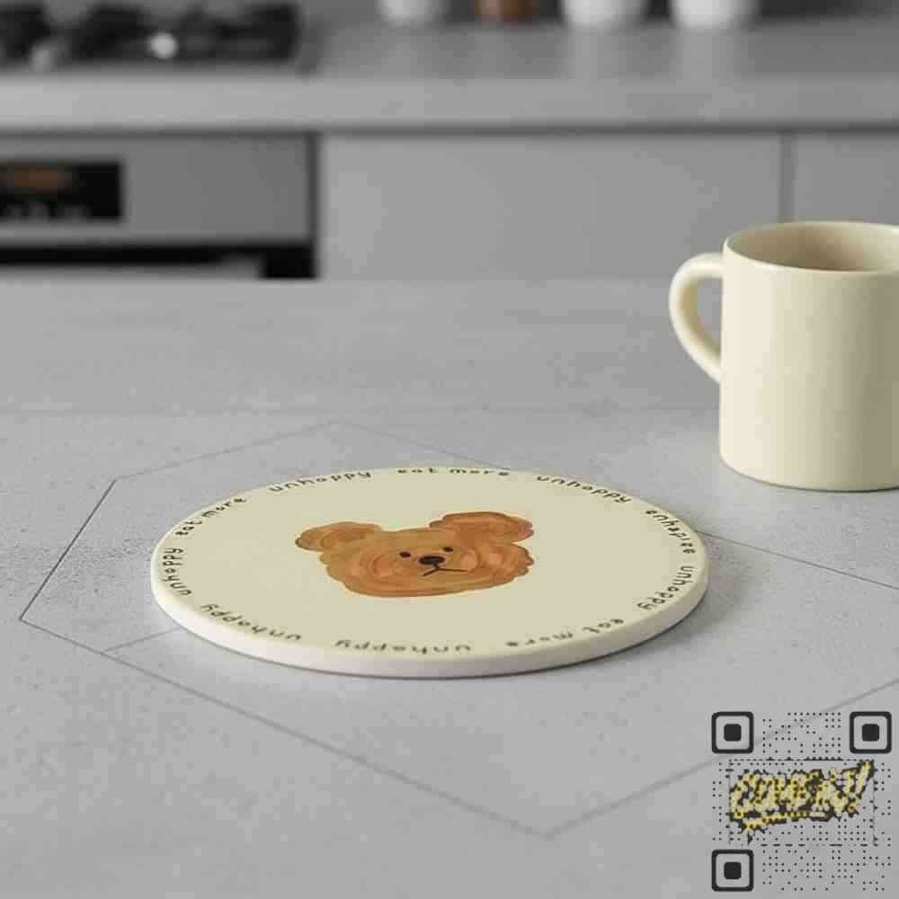 곰돌이 냄비받침대 홈카페 인테리어 소품 세라믹 팟스탠드 원형