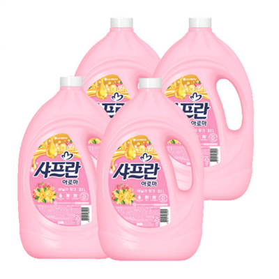 샤프란 아로마 섬유유연제 바닐라 핑크 용기3.1L X 4개