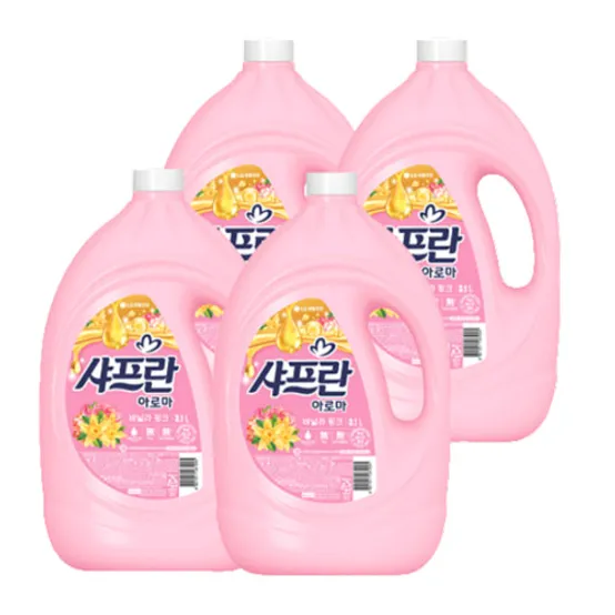 샤프란 아로마 섬유유연제 바닐라 핑크 용기3.1L X 4개