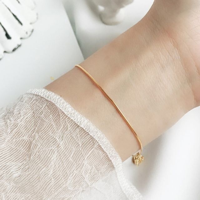 실버925 18k 실팔찌 데일리 포인트