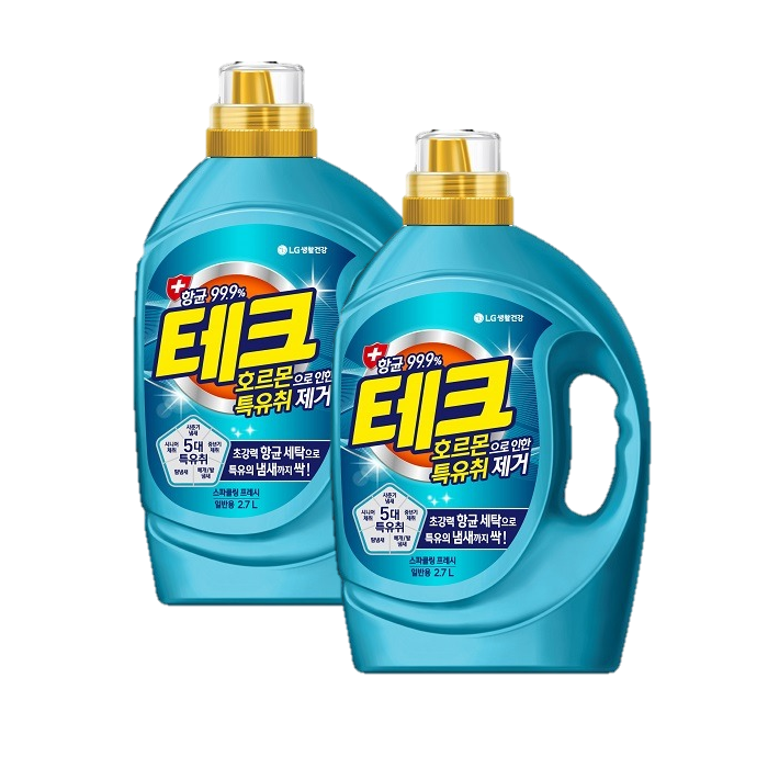 [온누리7%혜택]테크 호르몬특유취제거 액체세제 일반 용기 2.7L X 2개