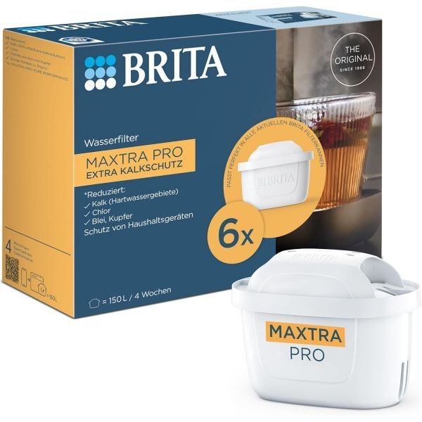 [해외] Brita Maxtra Pro EXTRA 엑스트라 석회질 방지 정수 필터 카트리지 - 6팩(반년 재고) 기기 보호 및 석회질, 불순물 감소를
