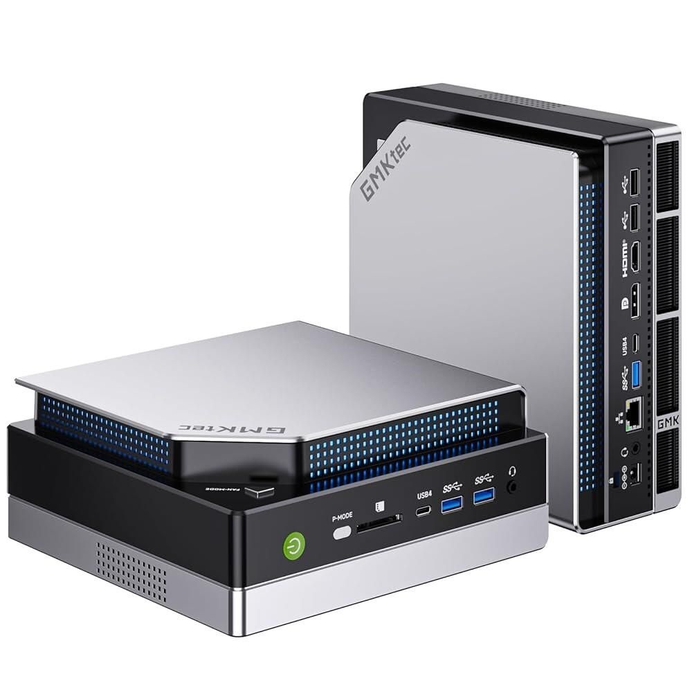 [해외] GMKtec EVO-X2 AI 미니 PC Ryzen Al Max+ 395(최대 5.1GHz) 게이밍 컴퓨터, 96GB LPDDR5X 8000MHz (12GB x 8) 1TB PCIe 4.0 SSD, 쿼드 스크린 8K