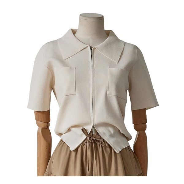 4KUS 포커스 지퍼 카라 니트 가디건 FM5C7KC0043