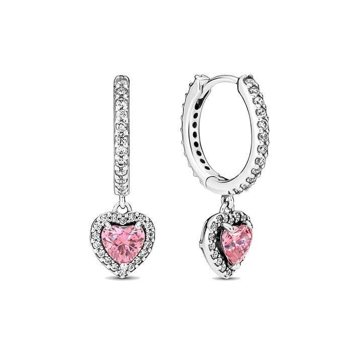 Pandora [해외] 판도라 스파클링 헤일로 하트 후프 귀걸이 291445C01