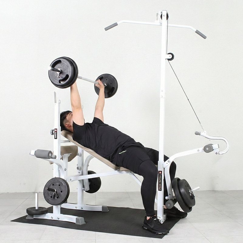 반석스포츠 디럭스벤치 PVC바벨50kg 세트/역기봉포함/벤치프레스