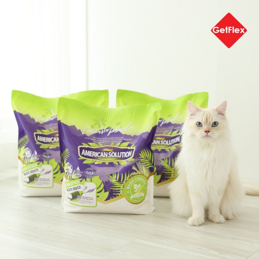 아메리칸솔루션 카사바 고양이모래 베이직(굵은입자)4.55kg 3팩