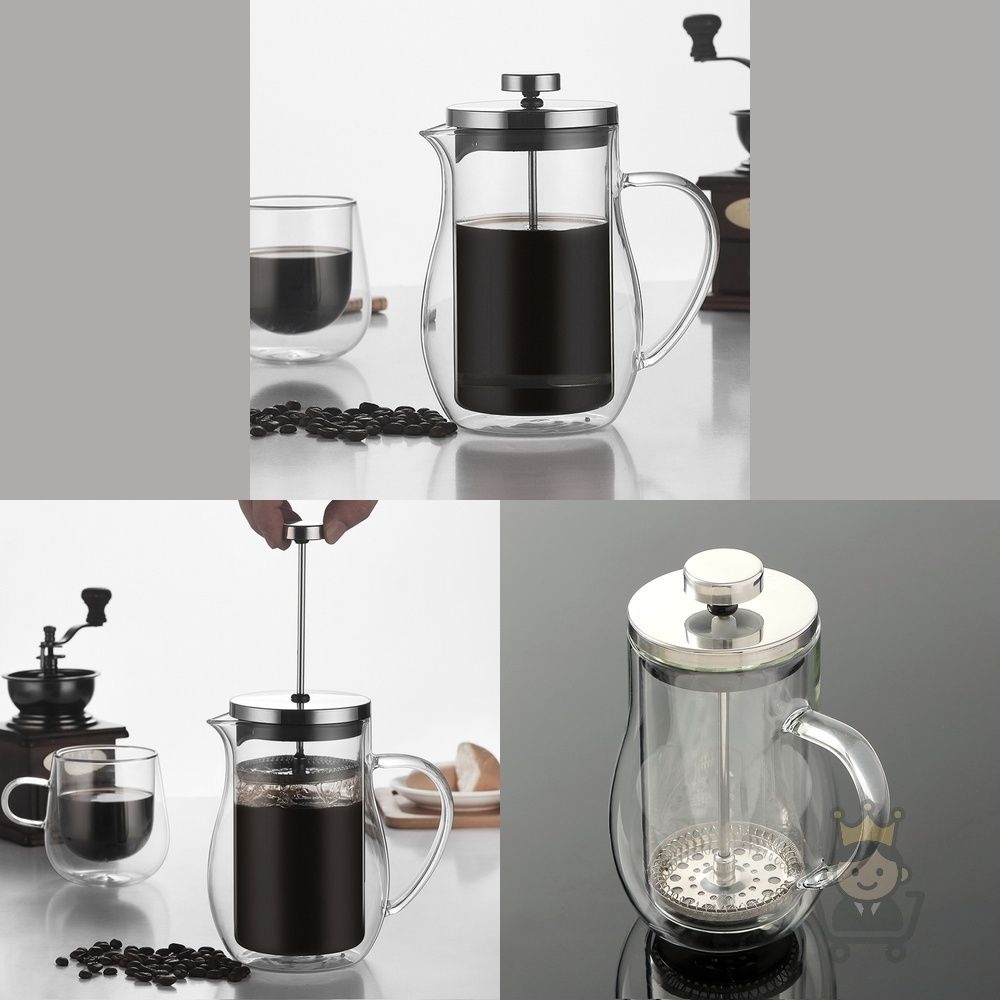 마켓보스 이중 내열유리 프렌치프레스 700ML 프레스기 가정용커피메이커 커피도구