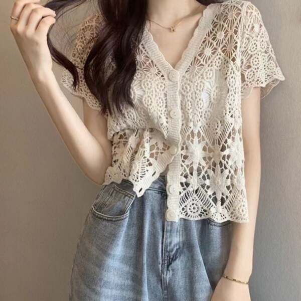 위드기프트 [라이프커머스] (스타일하우스)가디건 카디건 CD 루나 크로셰 빈티지