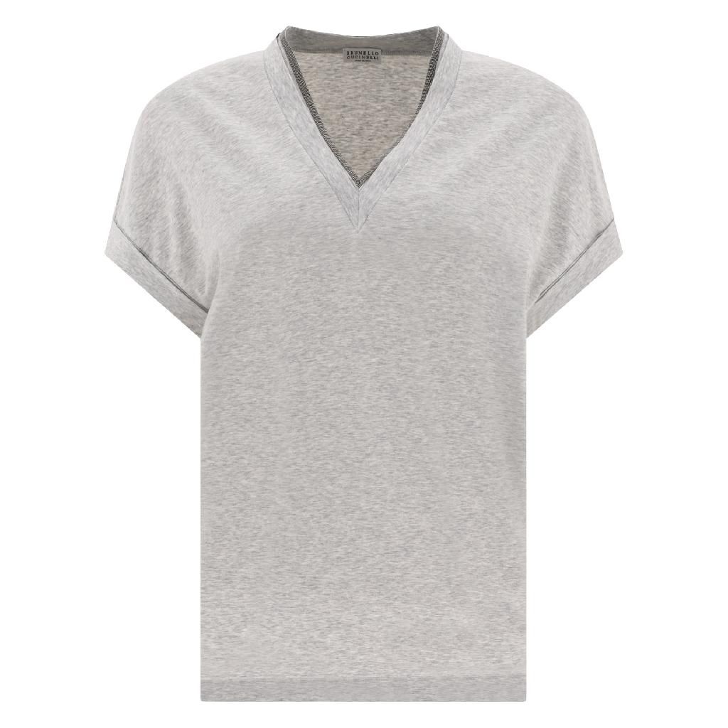 [해외] 브루넬로 쿠치넬리 T 셔츠 with precious 넥라인 M0T18BD222C8003 TP572024878