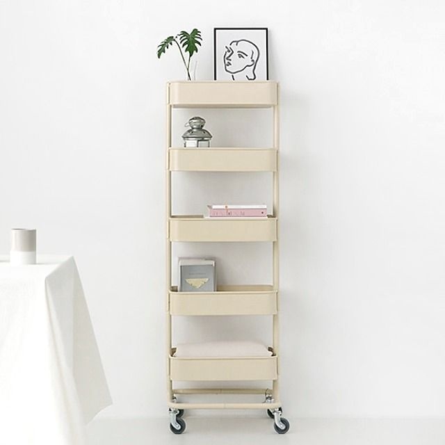 마켓비 롬비 트롤리 카트 5단 딥베이지 7310.0431 벽장식장 조립식선반장