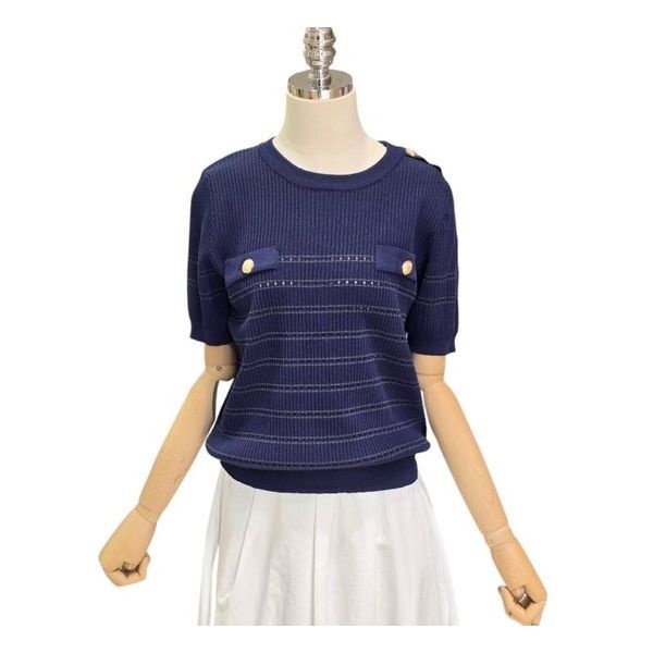 4KUS 포커스 골드 버튼 니트 (FM5C7KT0053)