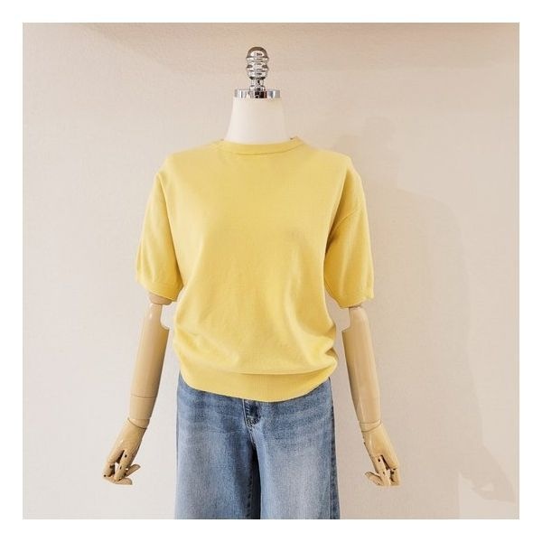 4KUS 포커스 베이직 라운드 반팔 니트 FM5C3KT3155