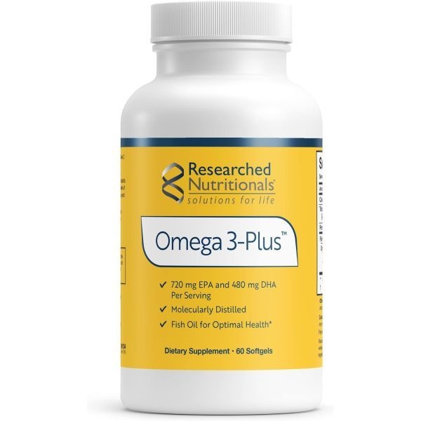 Researched Nutritionals Researched Nutritionals Omega-3 Plus - Fish Oil Supplements for Heart Health, & Support - Omega-3 Fish Oil with EPA DHA - Purity Tested Essential Fatt