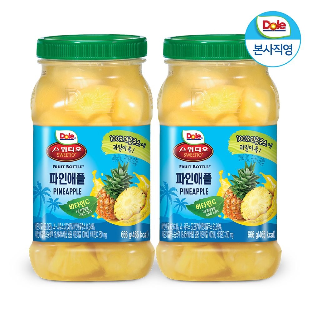 Dole 돌 후룻바틀 파인애플 666g x 2개 스위티오 과일 통조림