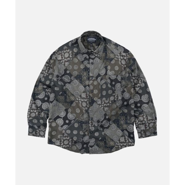 [프리즘웍스] DIAMOND PATCHWORK RELAX SHIRT _ BLACK