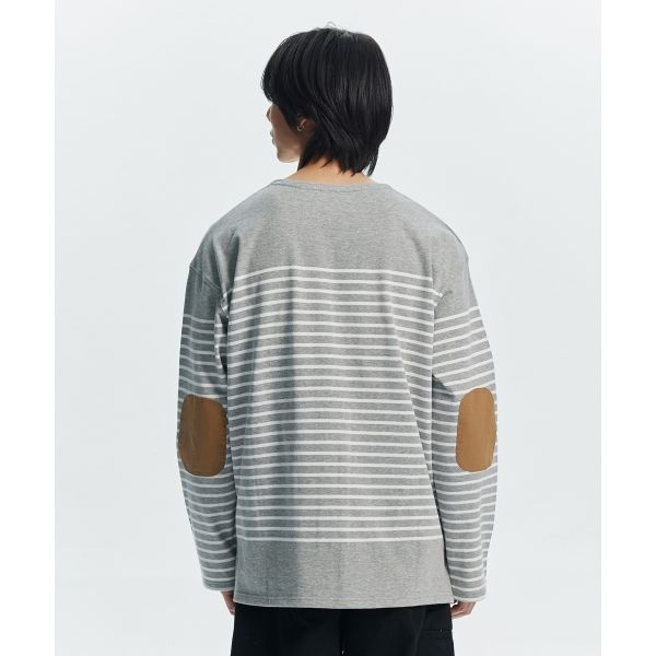 [프리즘웍스] PATCH STRIPE BOAT NECK 004 _ GRAY