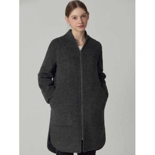 [★주말단독특가★] [르오트(LeOT)] 프리미엄 알파카 울 시보리 모던 집업 코트-사이즈 55~77까지