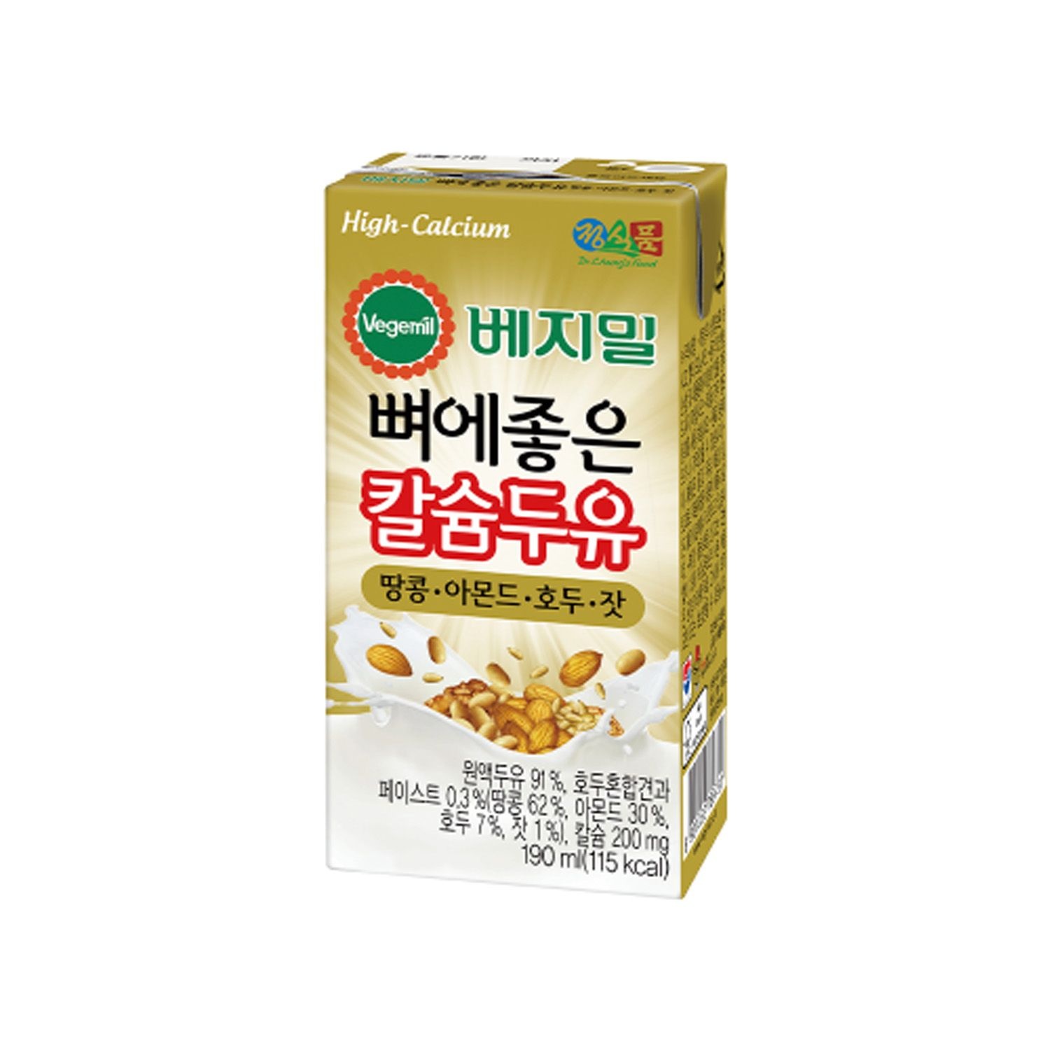 [롯데백화점] 베지밀 [정식품]베지밀 뼈에좋은 칼슘 두유 땅콩아몬드호두잣 190mlx48팩