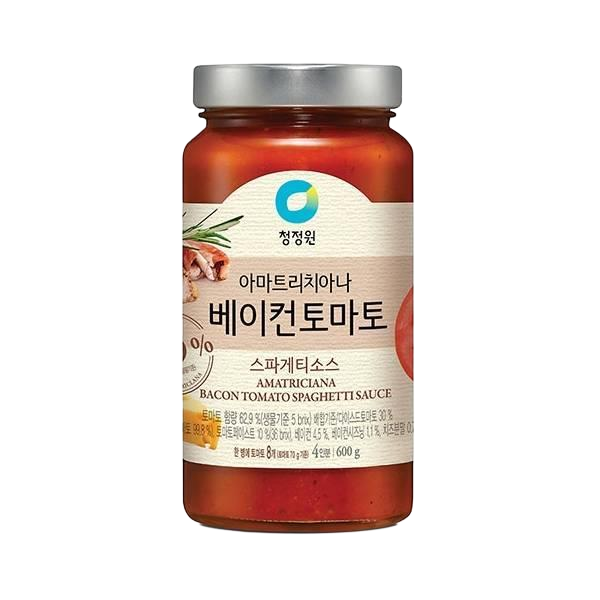 청정원 우리가족 베이컨 토마토 스파게티소스600g 자취 맞벌이 집들이음식 어린이간식 캠핑 혼밥 홈캉스 브