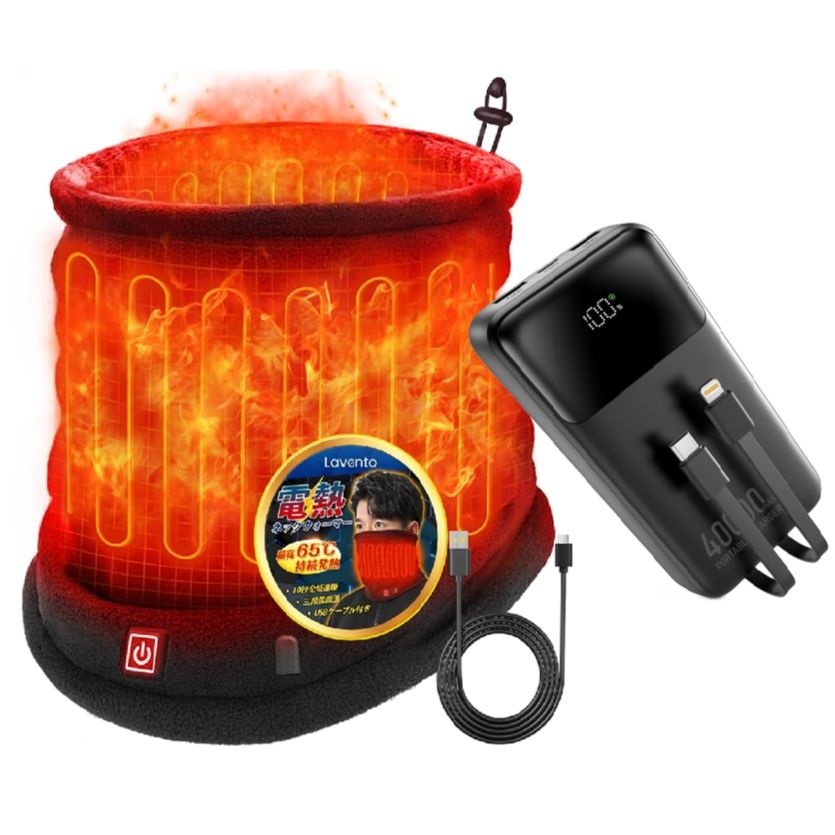 협력업체 [해외] 일본 발열 목도리 4만 배터리세트 겨울 방한 전기 넥워머 야외 작업 오토바이 Lavento