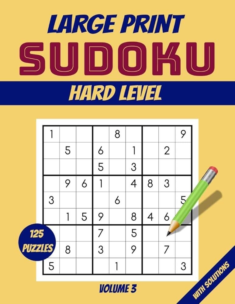 [해외] Hard Sudoku Large Print Puzzle Book: 125 Relaxing and Fun Puzzles for an Active Mind | Perfect Unwinding & Mental Sharpness Great Adults ... - Volume