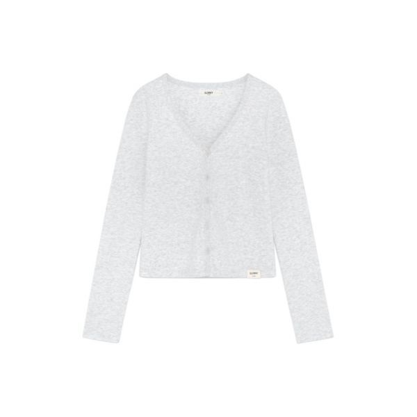 GLOWNY <매장정품> 글로니 GLOWNY G CLASSIC V-NECK CARDIGAN (WHITE MELANGE) GC26SPCD003WHM 617670