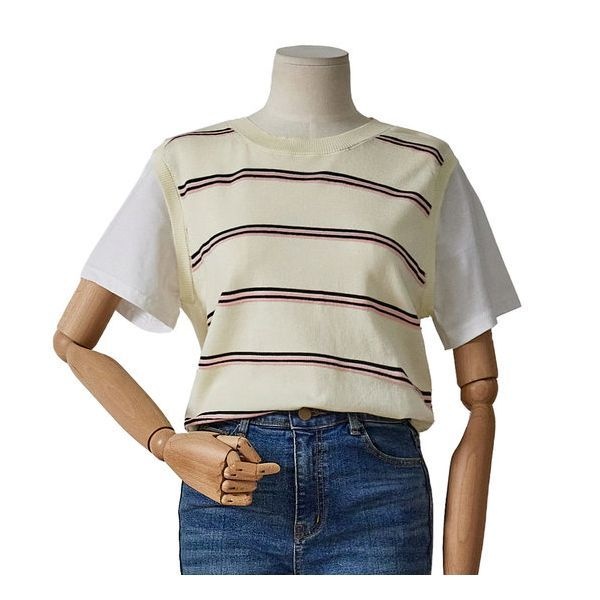 4KUS 포커스 배색 줄무늬 니트 FM5C7KT0054