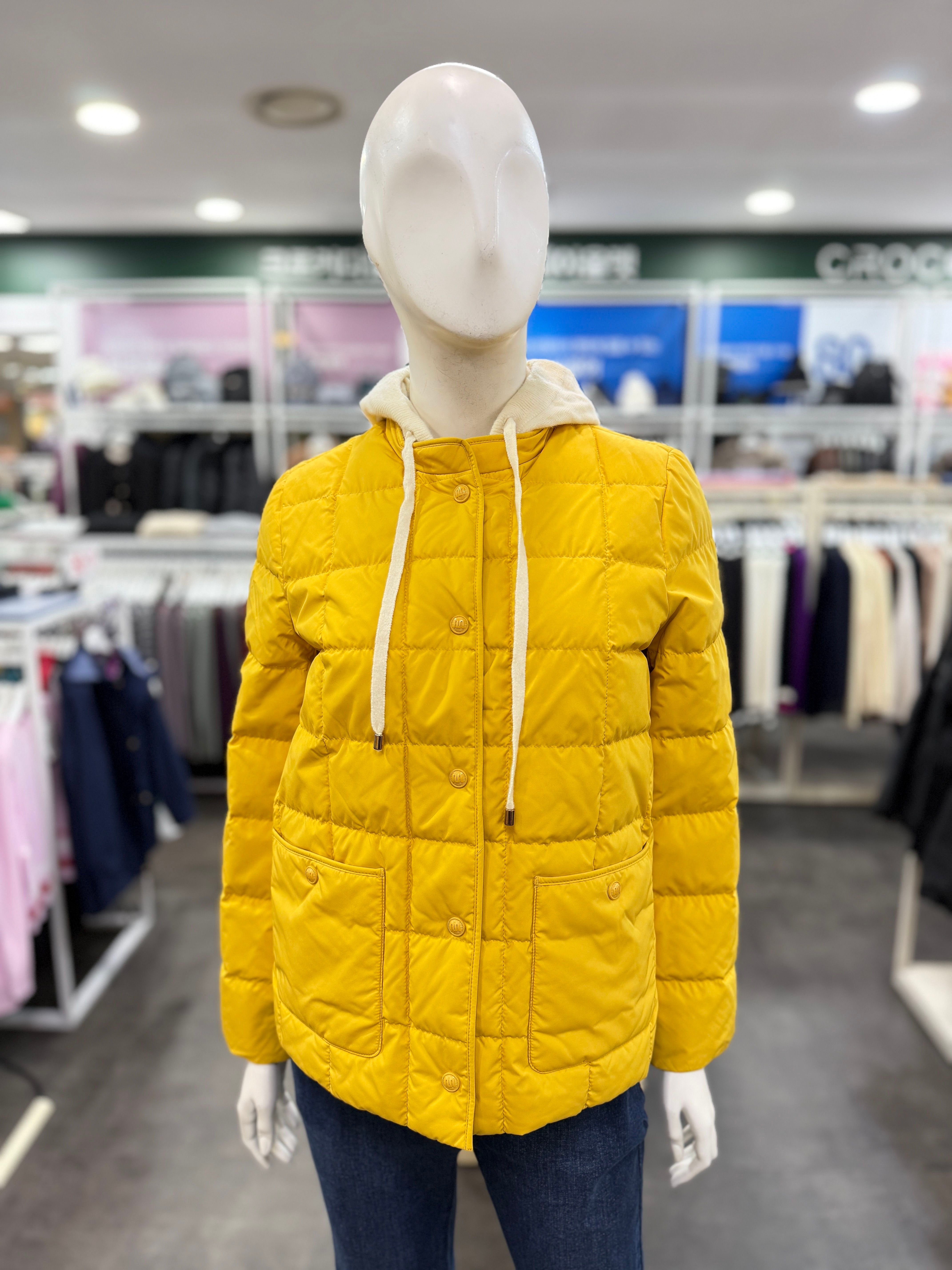 백화점 [크로커다일레이디] 탈부착 니트 후드 덕 다운 패딩 점퍼 옐로우 CLES-DW103 아울렛