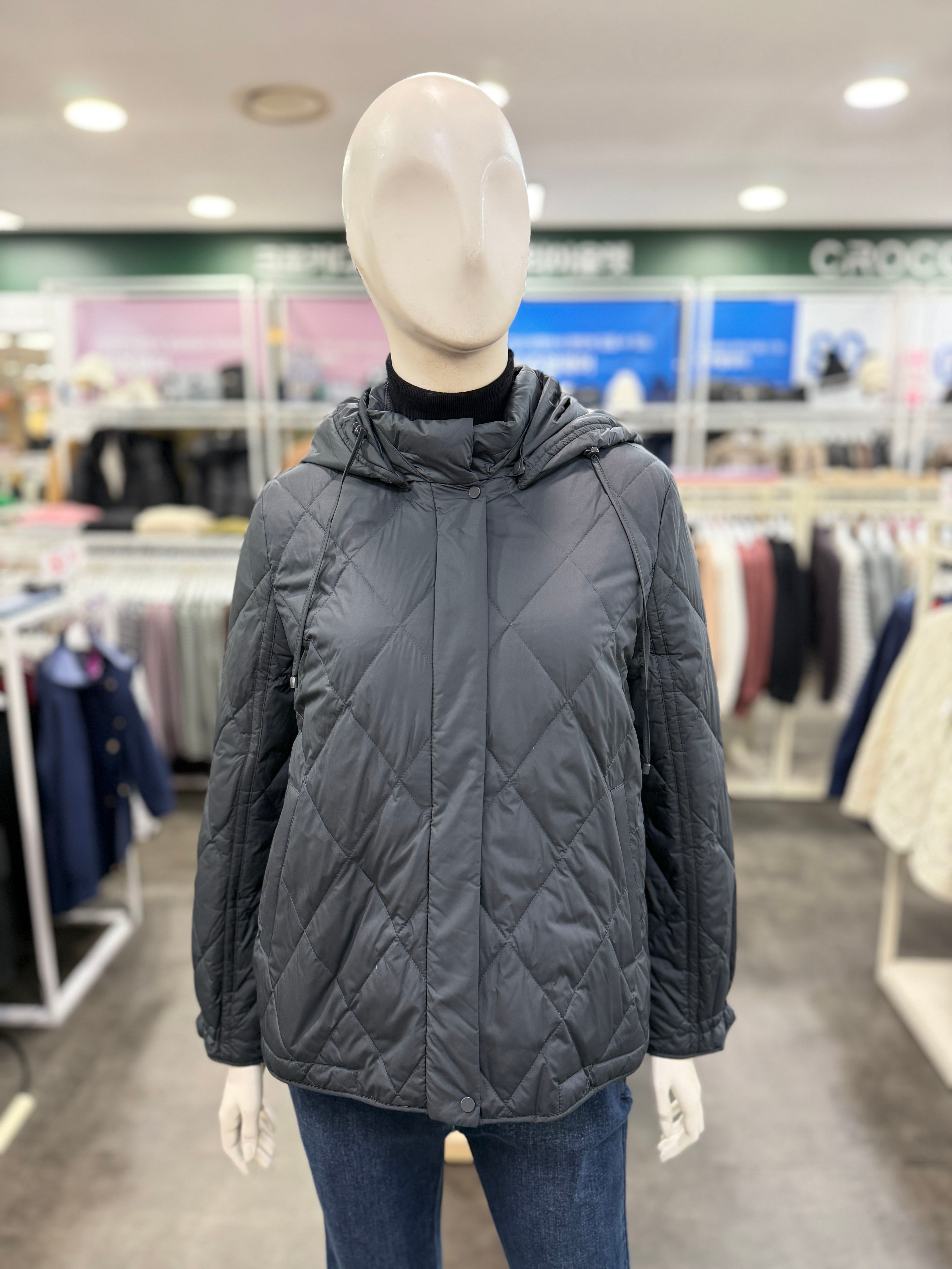 백화점 [올리비아하슬러] 다이아퀼팅 후드 탈부착 오리털 점퍼 차콜 OHES-DW103 아울렛