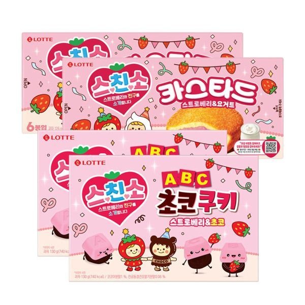 내일도착 스친소 카스타드 스트로베리요거트 126g 2개 ABC 초코쿠키 스트로베리초코 130g 1263513