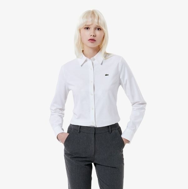 [국내 백화점] 라코스테 여성 25FW 옥스포드 솔리드 셔츠 CF224E-55N-XFJ CF224E-55N-XFJ-EJS [인기상품]