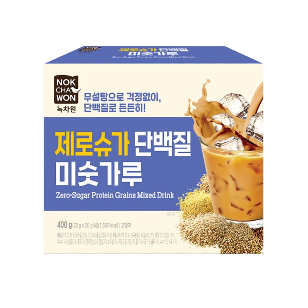 [온누리상품] 녹차원 제로슈거 단백질 미숫가루 20개입 x3개