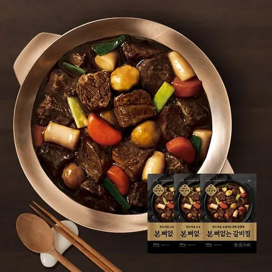 [APP전용] 본죽 베스트 뼈없는 소갈비찜 3팩, 4팩 (간장/매운) 선택