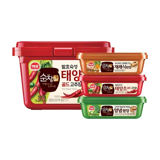 해표 태양초골드고추장 500g +12가지양념쌈장 170g + 재래식된장 170g +골드고추장 170g