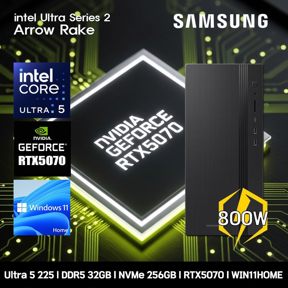 [오늘출발] 삼성전자 삼성 데스크탑 코어 울트라5 RTX5070 컴퓨터 DM500THA-U5ABB-RTX5070 WIN11 Ultra5-225 32GB SSD256GB 고사양