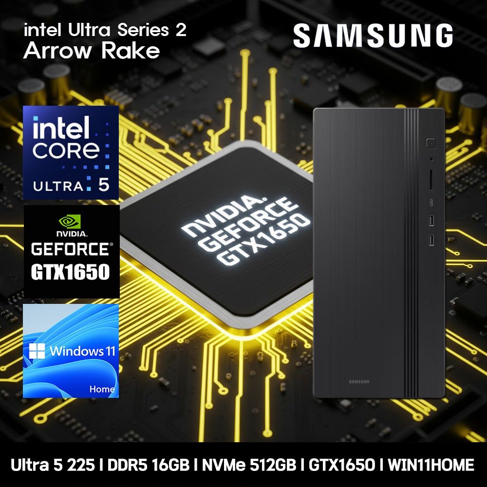 [오늘출발] 삼성전자 삼성 데스크탑 코어 울트라5 GTX1650 컴퓨터 DM500THA-U5ABD-GTX1650 WIN11 Ultra5-225 16GB SSD512GB 고사양