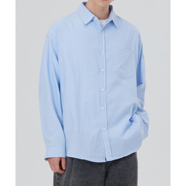 [굿라이프웍스] 오버사이즈 옥스포드 원포켓 솔리드 셔츠 스카이블루