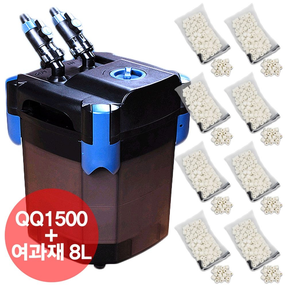 [오늘출발] QQ아쿠아 외부여과기 QQ1500 BC1500 + 여과재 8리터 풀세트