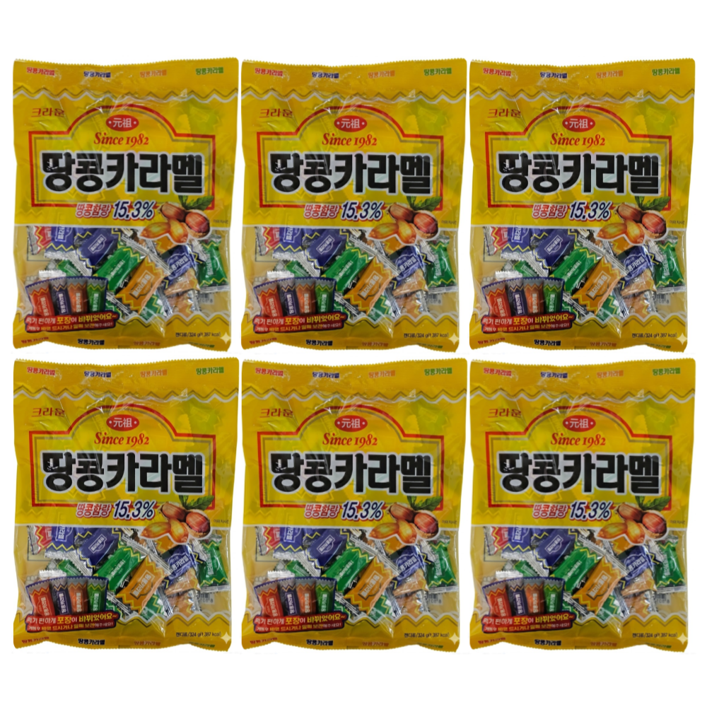크라운 땅콩카라멜 324g 6개