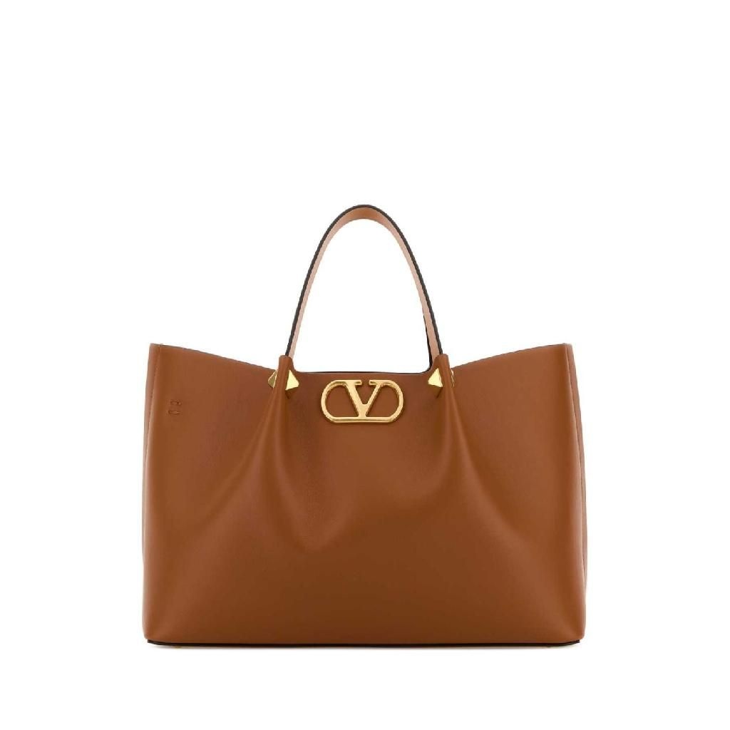 VALENTINO GARAVANI 발렌티노 [X45]VALENTINO GARAVANI 8W2B0T01LSX CAC Caramel leather medium VLogo Signature shopping bag 여성 토트백 쇼퍼백 탑핸들백 핸드백