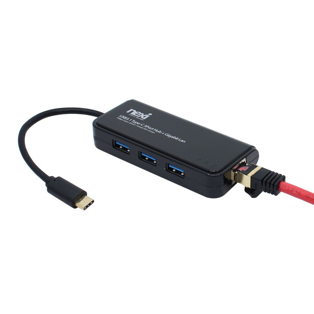리버네트워크 멀티 USB C타입 to LAN 유선 기가 랜카드 허브 3포트 노트북 외장형 인터넷 랜포트 이더넷 어댑터 젠더