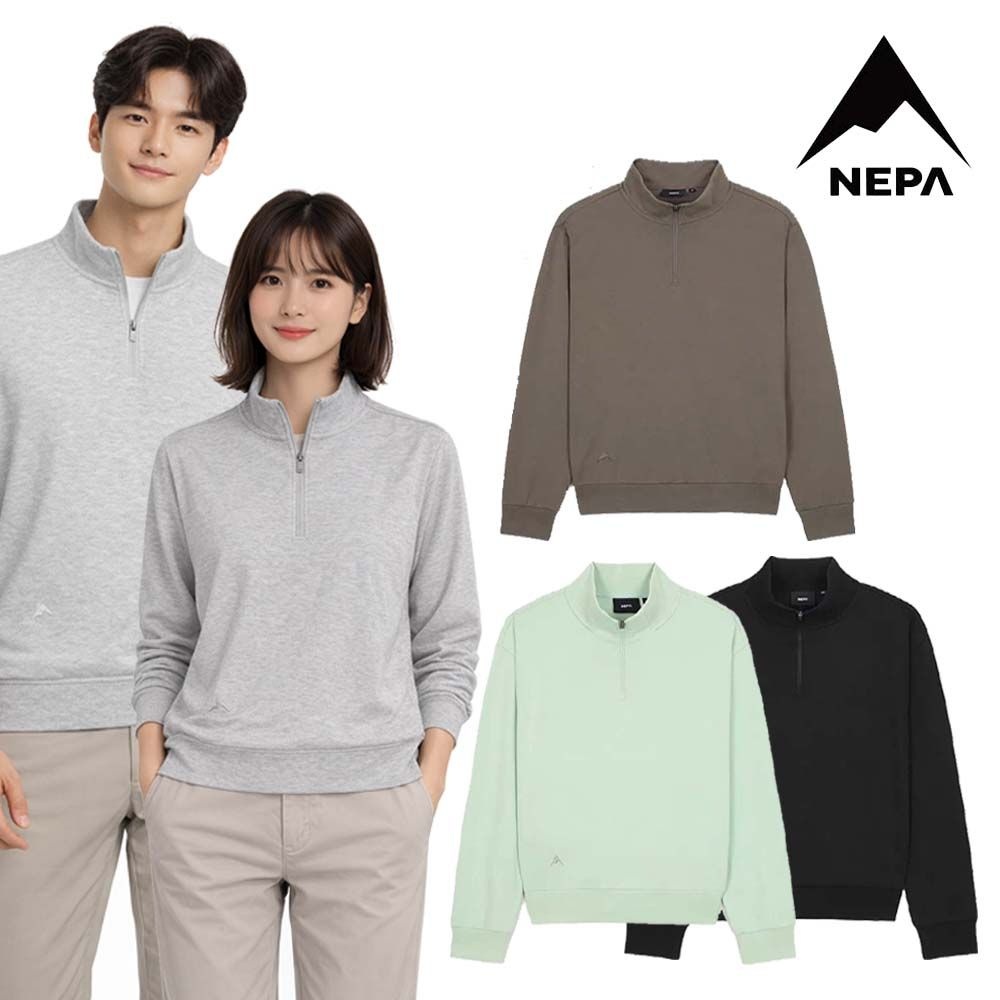 네파 남여 하프집업 맨투맨 티셔츠