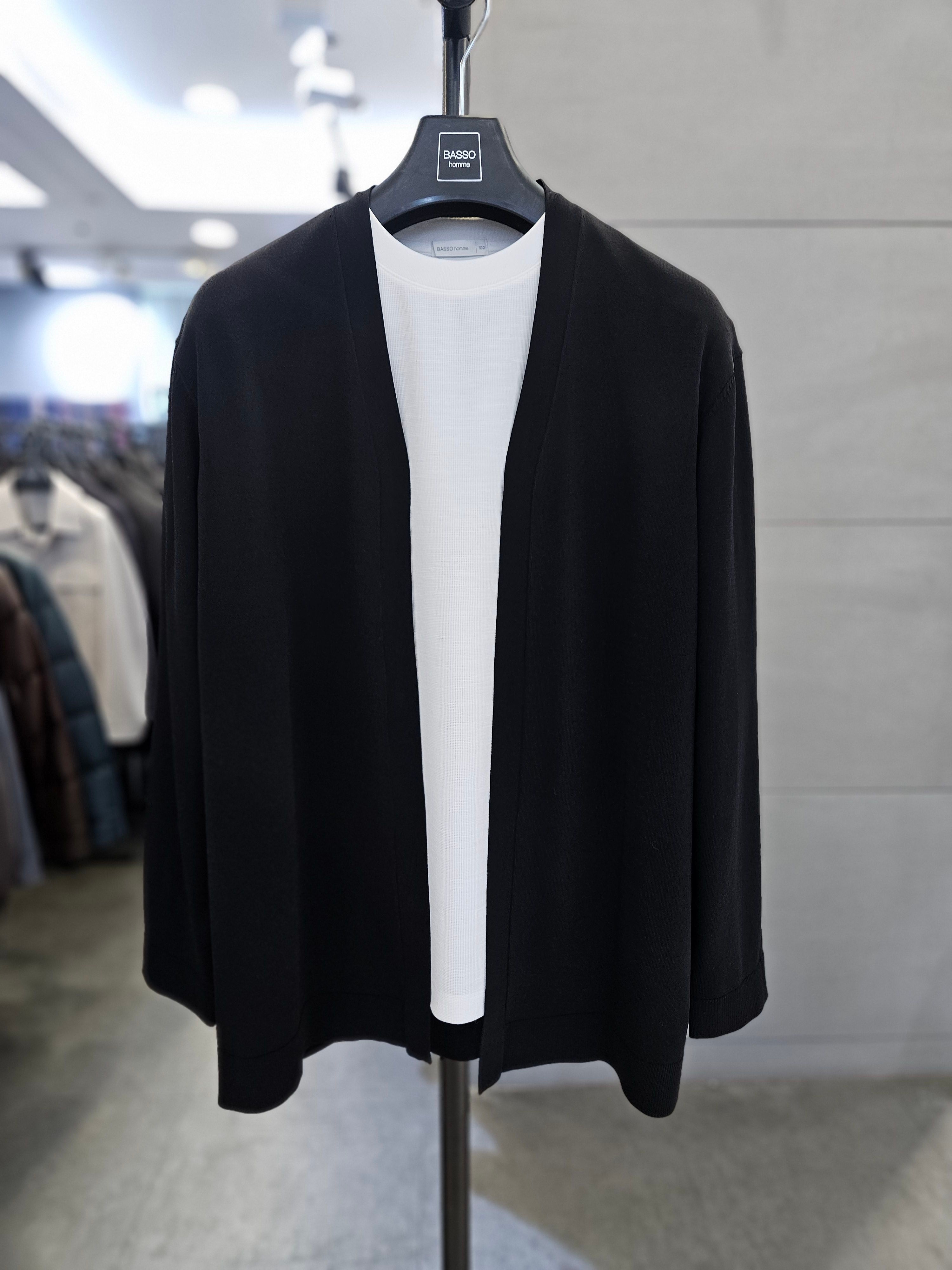 바쏘옴므 남자 봄 여름 블랙 냉감 오픈 가디건 WSA2GW01