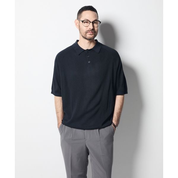 Codigallery 강연소재 라글란 반팔 니트_다크 네이비 오버핏 _CKTVB04NS7