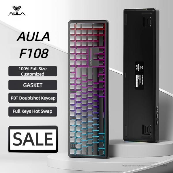 [해외] 기계식키보드 유무선 게이밍 AULA F108 키보드 100 레이아웃 1K 폴링률 기계식