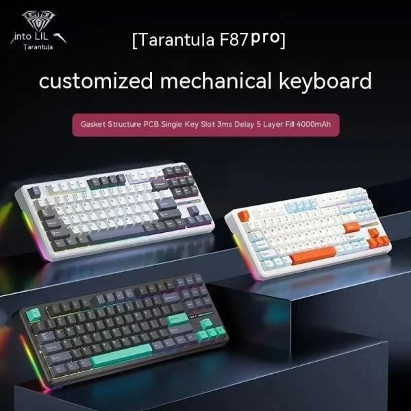 [해외] 기계식키보드 유무선 게이밍 AULA F87Pro 기계식 키보드 2.4gUsb블루투스 트라이