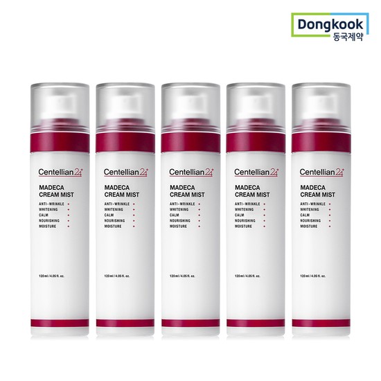 동국제약 센텔리안24 마데카 크림 미스트 120ml 5개 병풀추출물 TECA 진정 광채 보습 영양 탄력케어 미백 주름개선