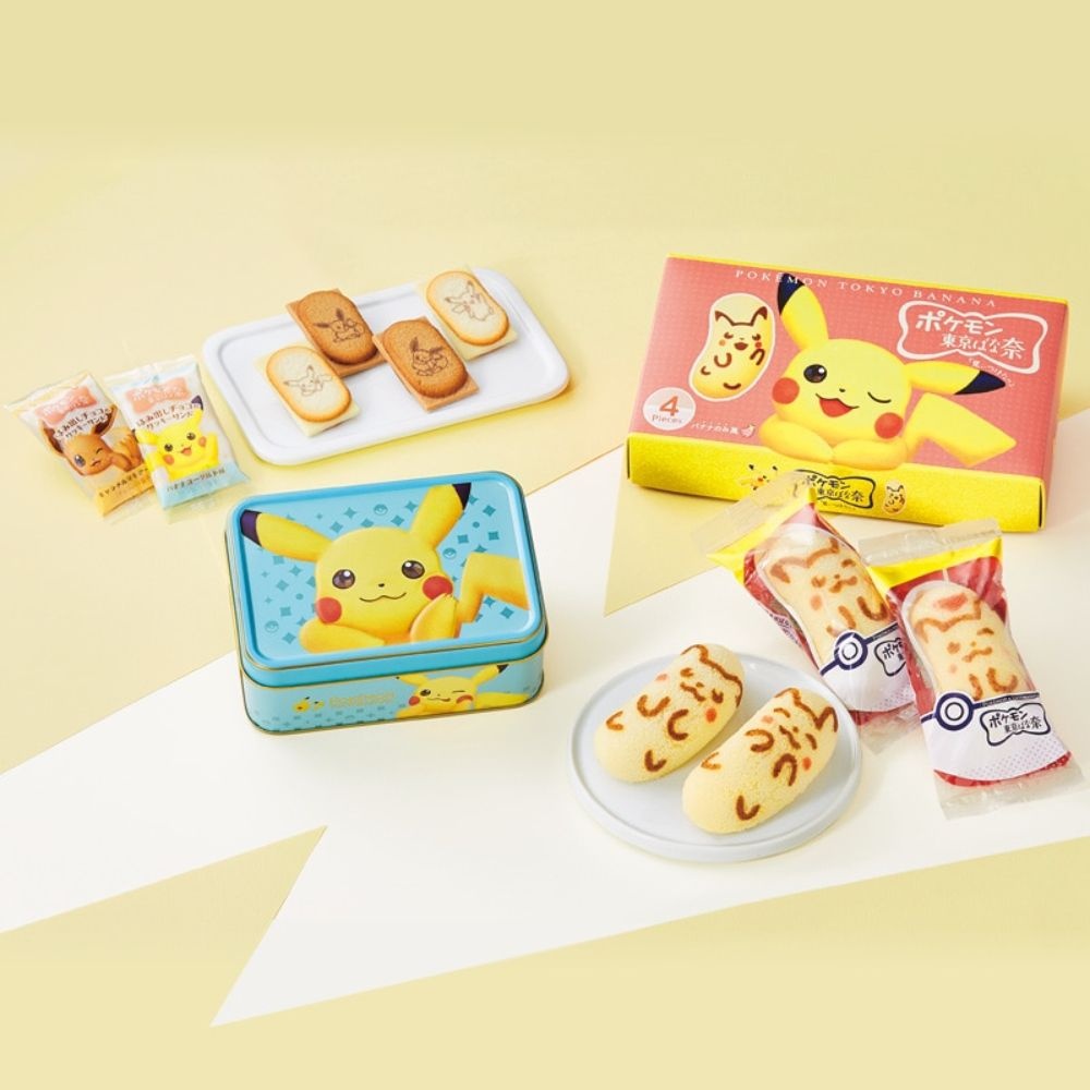 [2종세트] 일본 도쿄 바나나 x 포켓몬 피카츄 빵 & 쿠키 샌드 세트